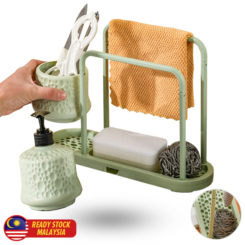 Cloth Rag Rack idrop Kitchen Dishcloth Rag Rack / Rak Kain Sinki Dapur / 收纳瓶抹布架三件套