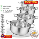 idrop 16PCS 8 Pot Stainless Steel Pot Set with Glass Cover / Set Periuk Keluli Tahan Karat Pelbagai Saiz / 16件套8锅不锈钢锅具玻璃盖