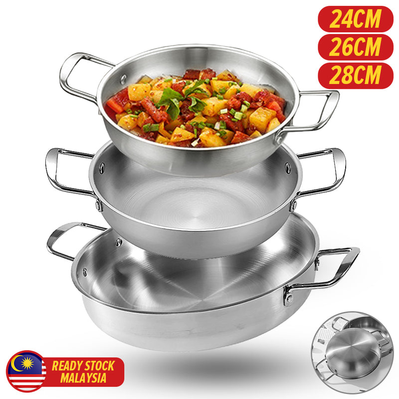 idrop [ 24 / 26 / 28CM ] Korean Style Stainless Steel Cooking Dry Pot / Periuk Memasak Keluli Tahan Karat Ala Ala Korea / 24CM 26CM 28CM不锈钢干锅(韩式拉面锅)