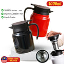 idrop [ 1000ml ] Tea Pot Stainless Steel 316 Kettle / Cerek Air Teh Keluli / 1000ML不锈钢茶水分离保温咖啡壶(316)