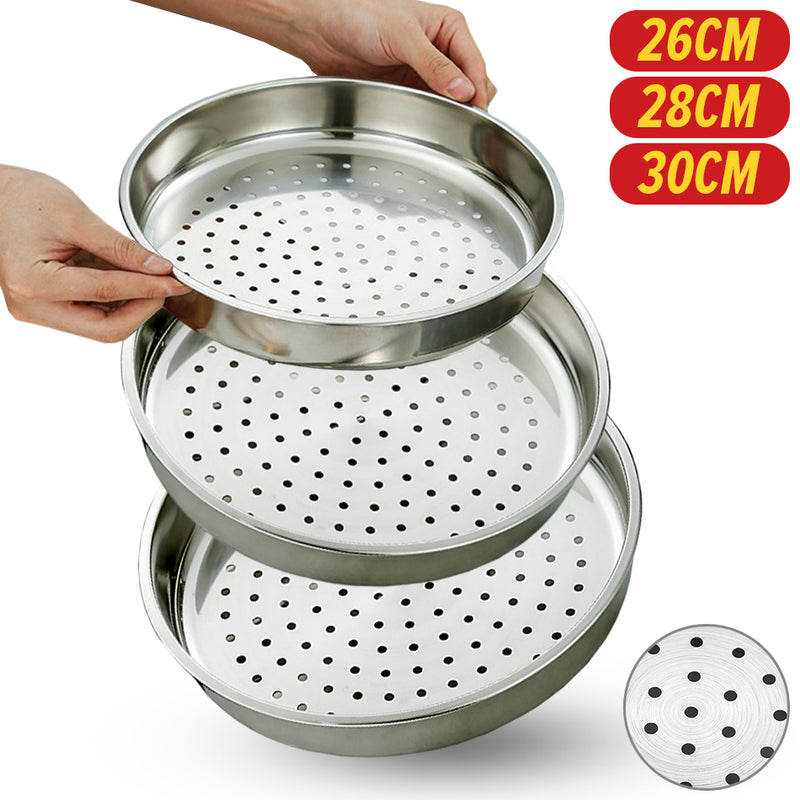 idrop [ 26 / 28 / 30CM ] Stainless Steel Steamer Tray Layer (Non Magnetic) / Lapisan Dulang Masak Stim / 26CM 28CM 30CM 不锈钢蒸笼盘(无磁08A)