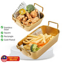 idrop Rectangle Square Stainless Steel Golden Plated Snack Box / Bekas Makanan Warna Emas Bentuk Petak Segi Empat Tepat / 不锈钢方 形小食盒 不锈钢方形 小食盒