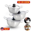 idrop [ 18 / 20 / 22CM ] Stainless Steel Double Ear Korean Style Instant Noodle Pot / Periuk Masak Keluli Tahan Karat Rekaan Korea / 不锈钢双耳韩式泡面锅(单底钢盖 )(集成)
