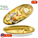 idrop Gold Plated Oval Snack Plate Stainless Steel XL Size / Piring Snek Keluli Tahan Karat Bentuk Bujur / 镀金椭圆形小吃盘不锈钢 XL 号