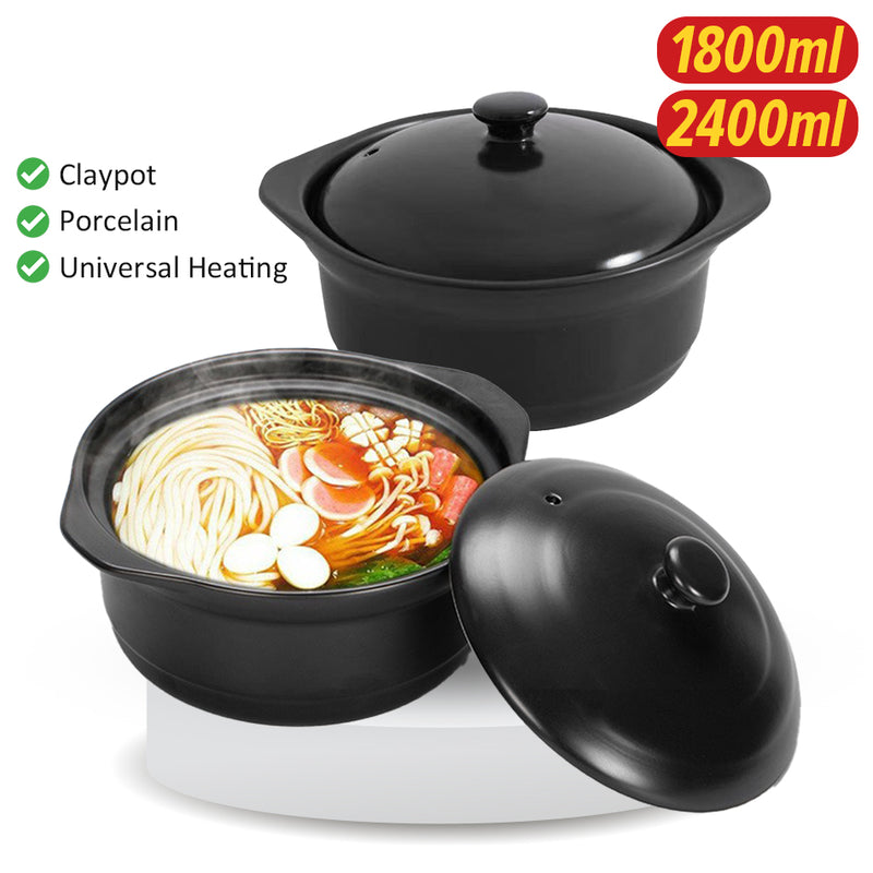 idrop [ 1800ml / 2400ml ] Porcelain Claypot Cooking Pot / Periuk Claypot Seramik / 陶瓷煲仔锅