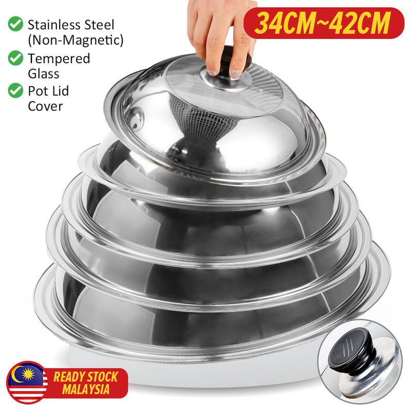 idrop Non-Magnetic Stainless Steel Pot Pan Lid Cover 34CM~42CM / Penutup Periuk dan Kuali Keluli Tahan Karat / [40CM]无磁不锈钢锅锅盖盖 [ 1PC ]