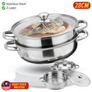 idrop [ 28CM ] 2 LAYER Multipurpose Kitchen Cooking Soup Pot & Steamer