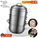 idrop [ 3 LAYER ] 32CM  Cooking Steamer Pot / Periuk Memasak Stim Bertingkat / 32CM节能原味锅(3层蒸锅)(304)