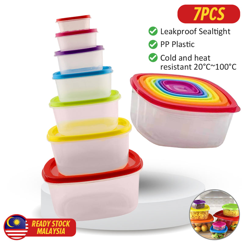 idrop [ 7 PCS ] Food Storage Plastic Box in Various Sizes / Kotak Bekas Makanan Plastic Pelbagai Saiz / 七件套塑料盒