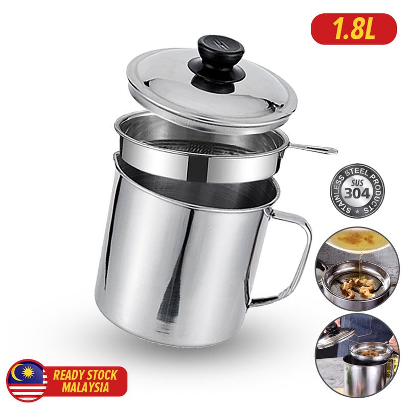idrop [ 1.8L ] Stainless Steel Filter Separator Oil Storage Pot for Kitchen Tools / Cawan Teko Minyak Masak / 油壶