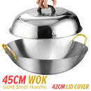 idrop Cooking Wok Double Ear Stainless Steel 304 40CM~60CM / Periuk Masak Keluli Tahan Karat 304 / 40CM-60CM不锈钢双耳砂光炒锅
