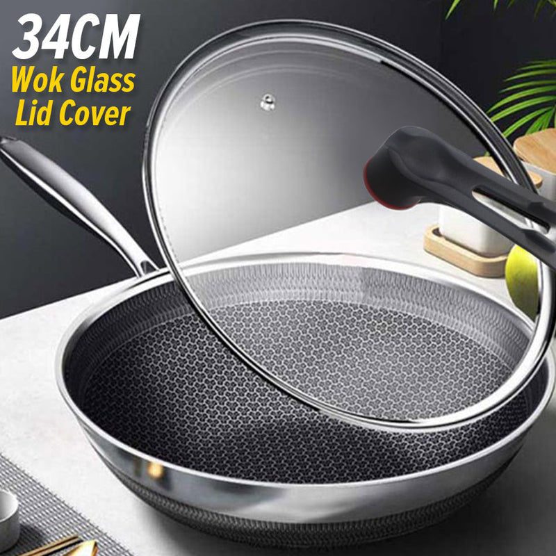 idrop [ 34CM / 40CM / 42CM ] Thickened Stainless Steel Frying Pan Wok Lid Cover / Penutup Periuk Keluli Tahan Karat / [ 34CM / 40CM / 42CM ] 加厚不锈钢炒锅锅盖盖