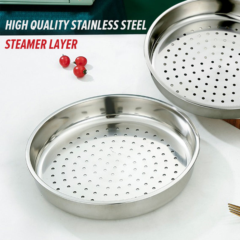 idrop [ 26 / 28 / 30CM ] Stainless Steel Steamer Tray Layer (Non Magnetic) / Lapisan Dulang Masak Stim / 26CM 28CM 30CM 不锈钢蒸笼盘(无磁08A)