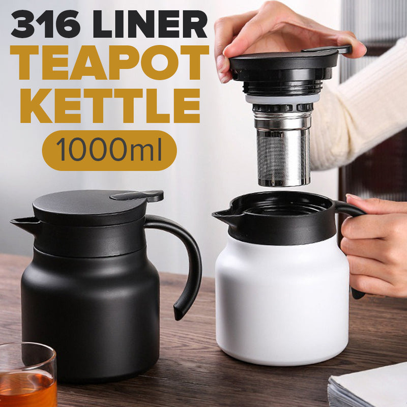 idrop [ 1000ml ] Tea Pot Stainless Steel 316 Kettle / Cerek Air Teh Keluli / 1000ML不锈钢茶水分离保温咖啡壶(316)