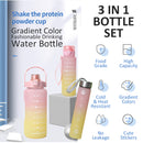 idrop [ 3PCS SET ] Drinking Water Bottle Gradient Color 300ml 800ml 2000ml / Set 3IN1 Botol Minuman Warna-warni  / (2000+800+300ML)圆形三件套渐变色塑料 水壶套装