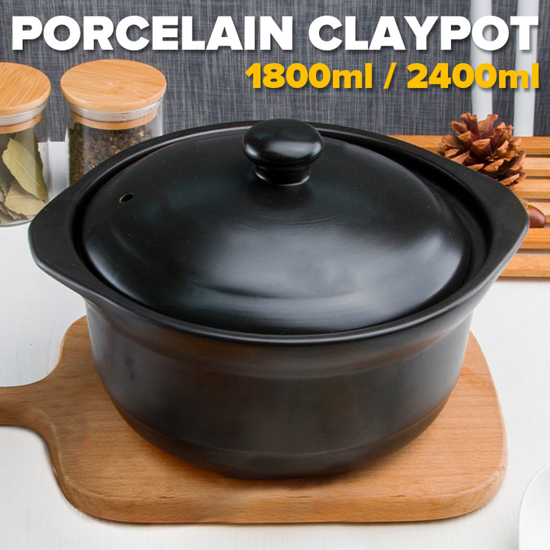idrop [ 1800ml / 2400ml ] Porcelain Claypot Cooking Pot / Periuk Claypot Seramik / 陶瓷煲仔锅