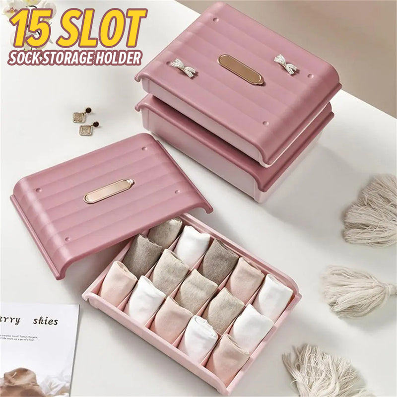 idrop [ 15 Grid ] Sock Storage Box With Organizing Grid / Kotak Bekas Penyimpanan Stokin Dan Pakaian Kecil / 袜子收纳盒有格