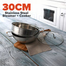 idrop 30CM Stainless Steel Steamer & Cooker / Periuk Masak & Stim Keluli Tahan Karat / 30CM不锈钢蒸锅+炊具