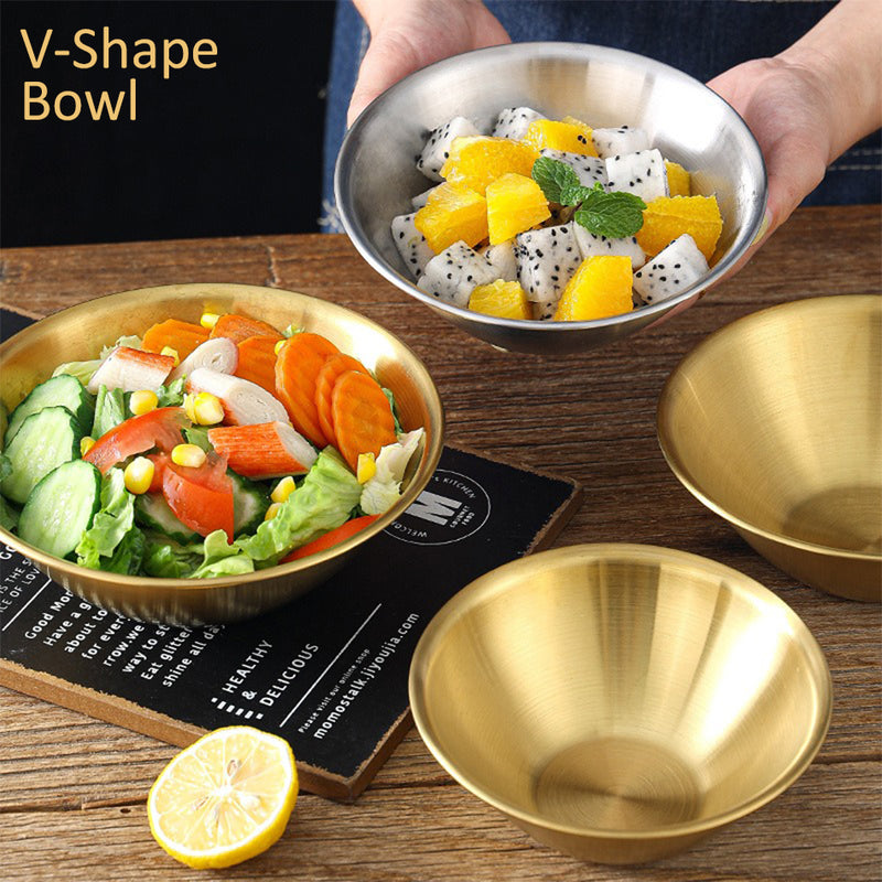 idrop Gold Plated V-Shape Bowl Stainless Steel 201 / Mangkuk Warna Emas Keluli Tahan Karat Bentuk V /