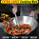 idrop PRE ORDER [ 50 / 60 / 70 / 80CM ] EXTRA LARGE Cooking Wok Thick Double Ear Round Bottom Stainless Steel Pan / SAIZ BESAR Periuk Kuali Masak Besar Keluli Tahan Karat / 不锈钢炒锅双耳特厚饭店厨师圆底锅-特大号商用农村炒菜锅批发