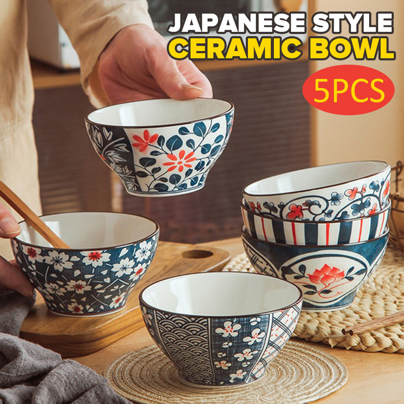 idrop [ 5PCS ] Japanese Style Ceramic Bowl Tableware Gift Box Set / Set Mangkuk Seramic Hadiah Saguhati /  (5P/BOX)日式和风餐具五陶瓷碗礼盒套装