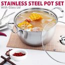 idrop 16PCS 8 Pot Stainless Steel Pot Set with Glass Cover / Set Periuk Keluli Tahan Karat Pelbagai Saiz / 16件套8锅不锈钢锅具玻璃盖