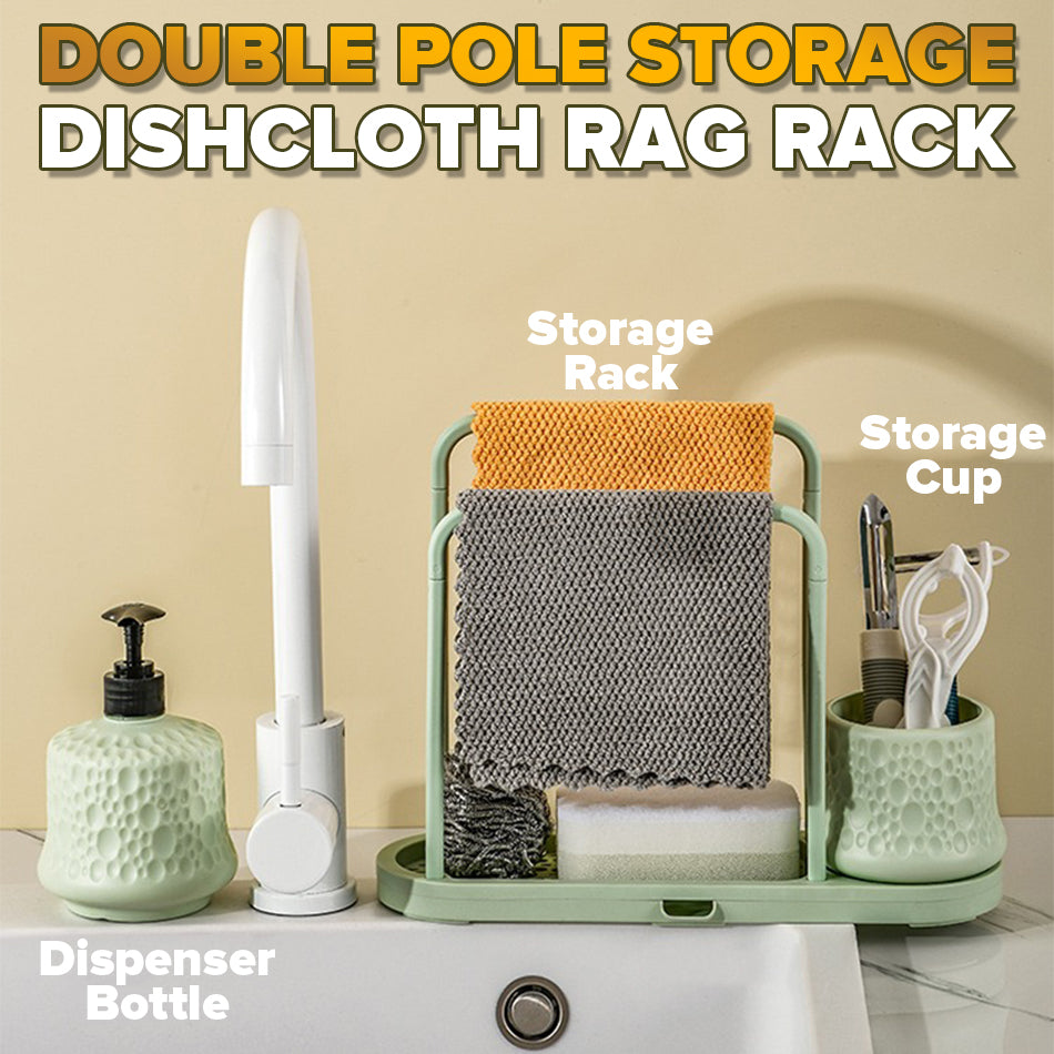 Kitchen Rag Rack idrop Kitchen Dishcloth Rag Rack / Rak Kain Sinki Dapur / 收纳瓶抹布架三件套
