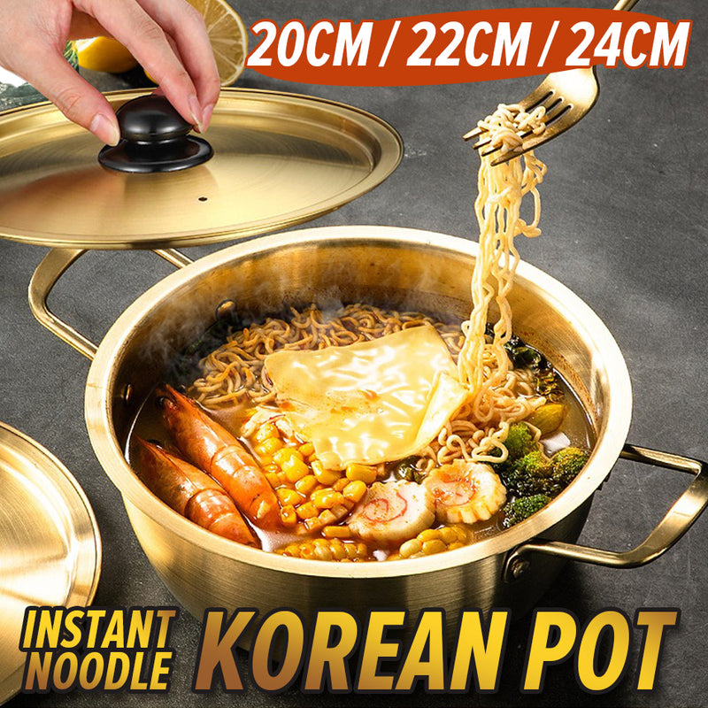 idrop [ 20CM / 22CM / 24CM ] Gold Silver Korean Style Instant Noodle Cooking Pot / Periuk Masak Mi Segera Rekaan Ala-ala Korea Warna Emas Perak / 韩式泡面锅