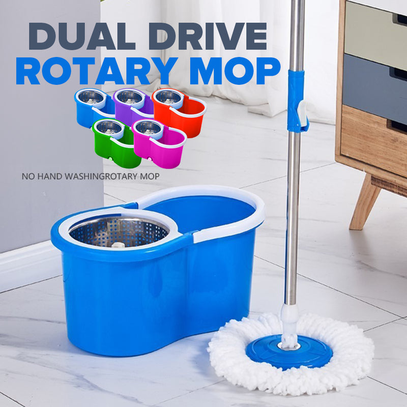 idrop Cleaning Mop With Rotary Mop Bucket / Mop Cuci Lantai / (钢篮)8字桶带防水孔拖把(好神拖)