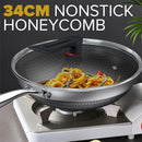 idrop [ 34CM ] SUS316 Stainless Steel Non Stick Double Sided Honeycomb Cooking Frying Pan Wok / Kuali Memasak Keluli / 不锈钢不粘双面蜂窝煎锅炒锅