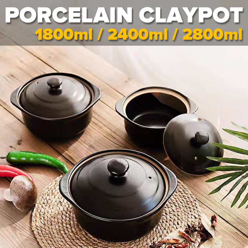 idrop [ 1800ml / 2400ml / 2800ml ] Porcelain Claypot Cooking Pot / Periuk Claypot Seramik / 陶瓷煲仔锅