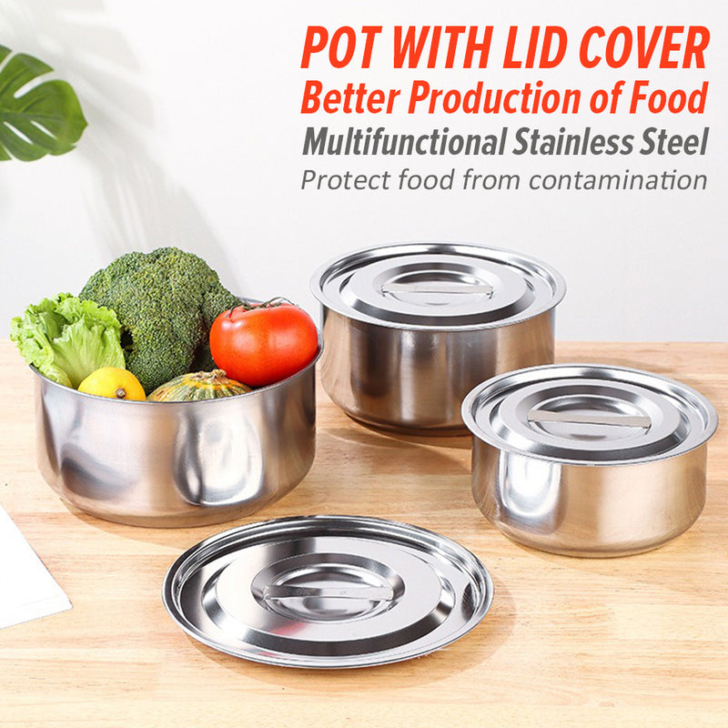 idrop [ 16 / 18 / 20CM ] 3 SET Kitchen Stainless Steel Pot Bowl / Set 3 Periuk Mangkuk Keluli tahan Karat / 16-20CM味盅三件套(STOCK POT)(16-18- 20)