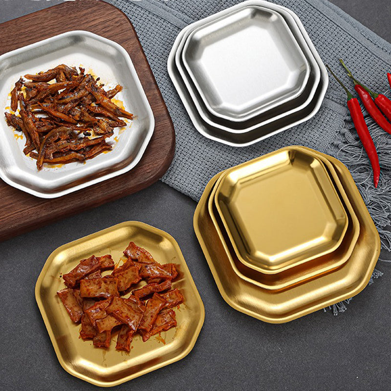 idrop Octagonal Dish Plate Stainless Steel SUS201 Gold Color / Piring Pinggan Keluli Tahan Karat Bentuk Oktagon Warna Emas / 不锈钢八角碟(201)