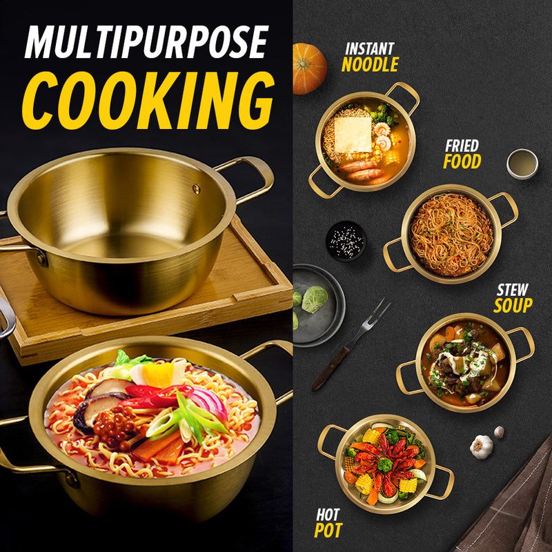 idrop [ 20CM / 22CM / 24CM ] Gold Silver Korean Style Instant Noodle Cooking Pot / Periuk Masak Mi Segera Rekaan Ala-ala Korea Warna Emas Perak / 韩式泡面锅