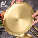 idrop Stainless Steel Barbecue Plate Gold Plated (304) / Piring Pinggan Makan Emas Keluli Tahan Karat 304 / 单层不锈钢烤肉盘(304)
