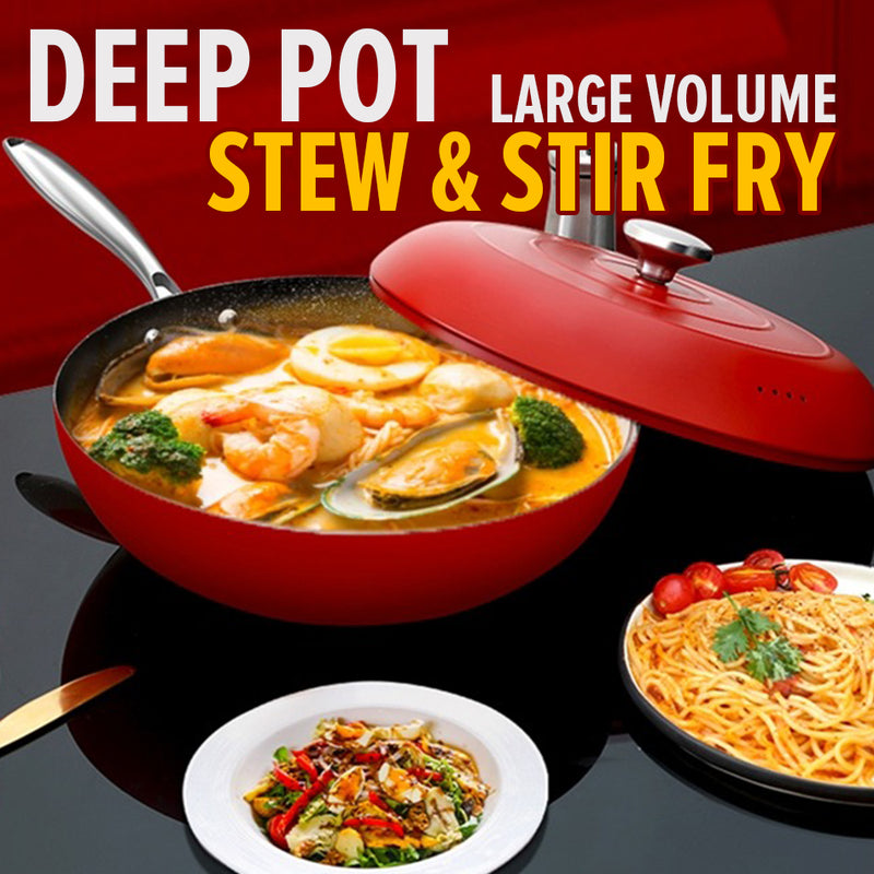 idrop [ 32CM ] Nano Glazed Granite Stone Nonstick Wok / Periuk Masak Batu / 32CM纳米釉面鹅软石不粘炒锅