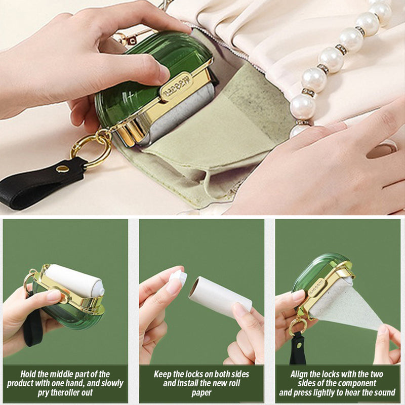 idrop [ 2 IN 1 ] Portable Hair Sticker Roller & Polyester Wire Brush with Refill Roller  / Penggelek Pelekat Rambut & Berus Polyester Mudah Alih / 太空舱双头粘毛器(细毛刷+粘毛器)