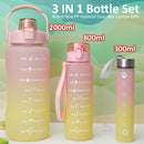 idrop [ 3PCS SET ] Drinking Water Bottle Gradient Color 300ml 800ml 2000ml / Set 3IN1 Botol Minuman Warna-warni  / (2000+800+300ML)圆形三件套渐变色塑料 水壶套装