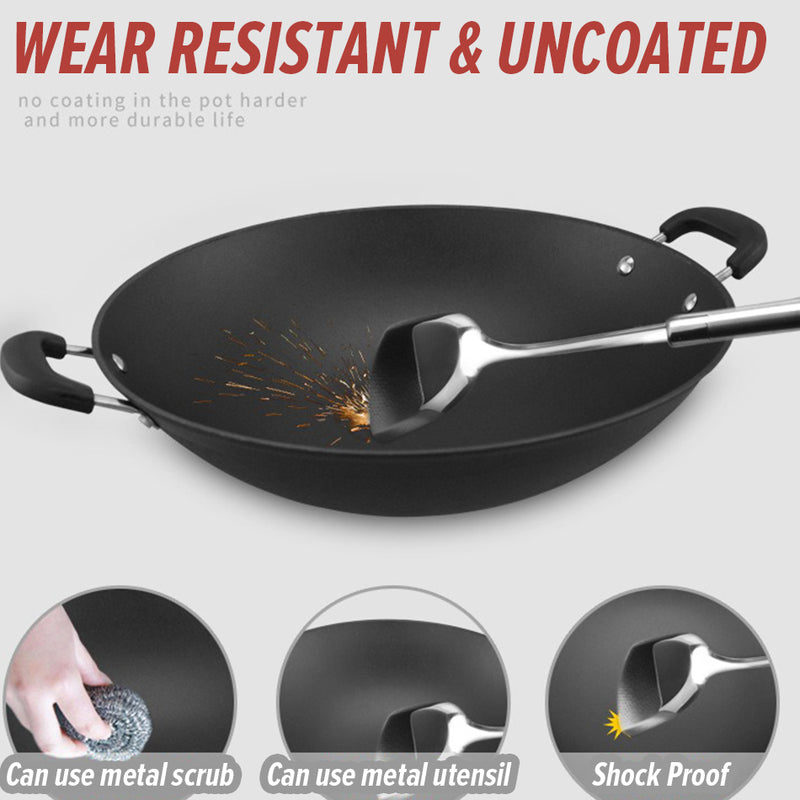 idrop [ 36CM / 38CM / 40CM ] Kitchen Frying Cooking Iron Wok Nonstick / Periuk Besi Masak Tidak Lekat / 厨房油炸烹饪铁锅不粘锅