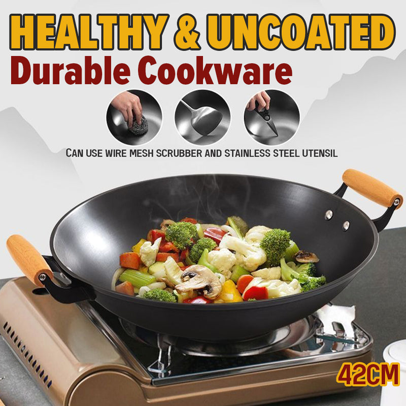 idrop [ 40CM 42CM ] Round Iron Cooking Wok / Kuali Masak Bulat / 新款陆一川铁锅