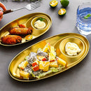 idrop Gold Plated Oval Snack Plate Stainless Steel XL Size / Piring Snek Keluli Tahan Karat Bentuk Bujur / 镀金椭圆形小吃盘不锈钢 XL 号