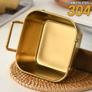 idrop Rectangle Square Stainless Steel Golden Plated Snack Box / Bekas Makanan Warna Emas Bentuk Petak Segi Empat Tepat / 不锈钢方 形小食盒 不锈钢方形 小食盒