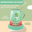 idrop [ 400ml ] Green Dinosaur Cup Warmer & Ceramic Cup Gift Box / Pemanas Cawan Kartun Cawan / 绿色恐龙陶瓷平盖钻石杯恒温礼盒 装(暖暖杯)