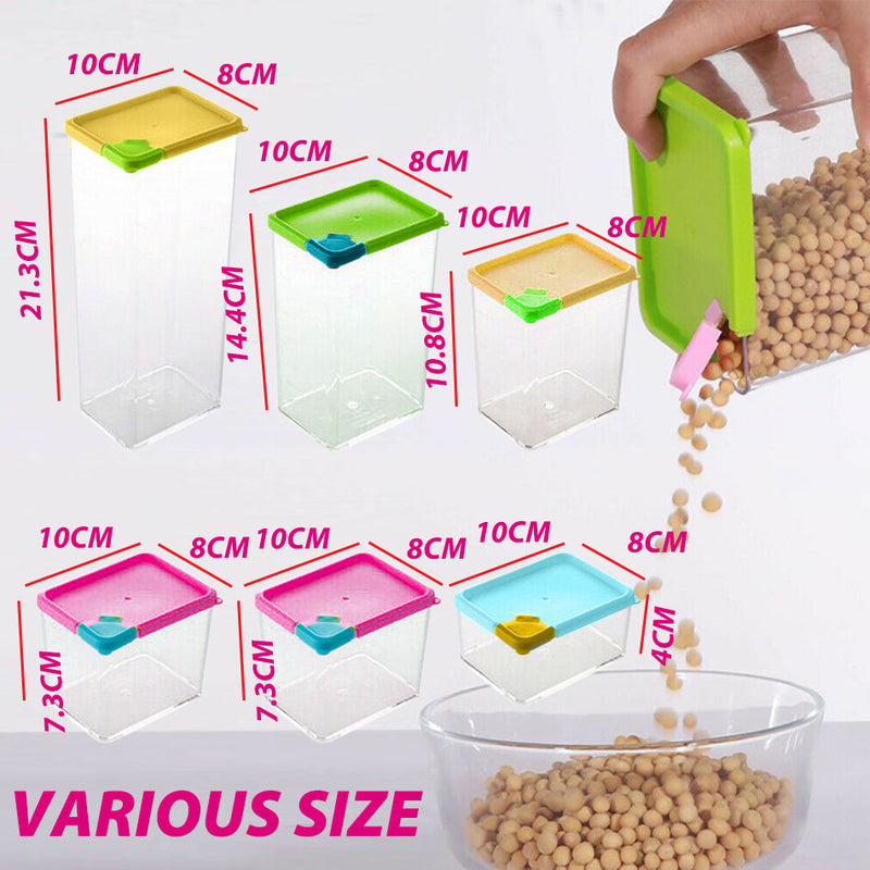 idrop [ 6PCS ] Grain & Cereal Food Dispenser Storage Box / Bekas Makanan Pelbagai Saiz / 六件套塑料储存罐