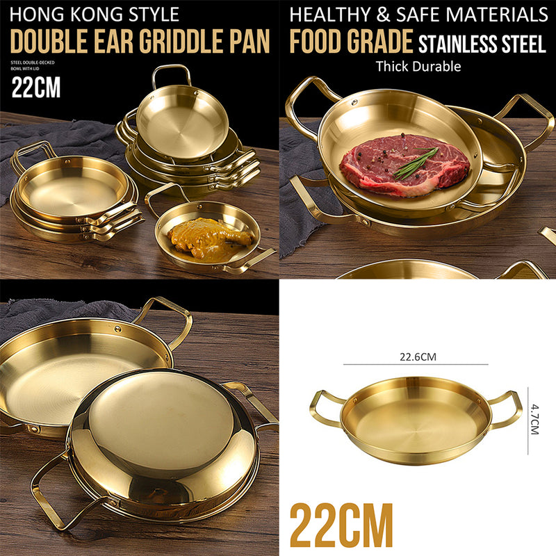 idrop GOLD COMBO SET 34CM Wok Frying Pan Pot Plate Bowl / SET KOMBO EMAS Kuali Periuk Piring dan Mangkuk / 金色组合套装炒锅煎锅锅盘碗