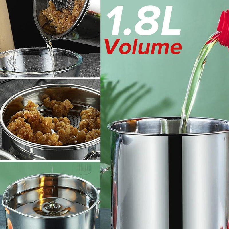 idrop [ 1.8L ] Stainless Steel Filter Separator Oil Storage Pot for Kitchen Tools / Cawan Teko Minyak Masak / 油壶