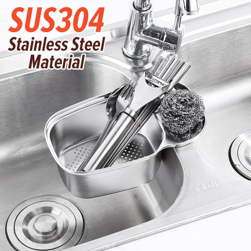 idrop  SUS304 Stainless Steel Sink Drain Basket / Bekas Basuh Keluli Tahan Karat SInki / (强力胶)304不锈钢多用水槽沥水架本色款