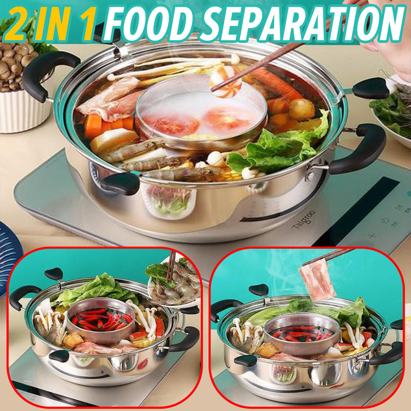 idrop [ 32CM ] Stainless Steel Lifting Rotating Hotpot / Keluli Tahan Karat Mengangkat Hotpot Berputar / 美式(带组合盖)不锈钢升降火锅32CM