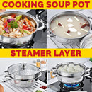 idrop [ 28CM ] 2 LAYER Multipurpose Kitchen Cooking Soup Pot & Steamer