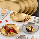 idrop Stainless Steel Barbecue Plate Gold Plated (304) / Piring Pinggan Makan Emas Keluli Tahan Karat 304 / 单层不锈钢烤肉盘(304)